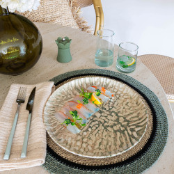 ASSIETTE PLATE JADE 26CM EN GRÈS BEIGE ET VERT