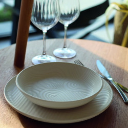 ASSIETTE CREUSE DUNE 20.5CM EN GRÈS CREME