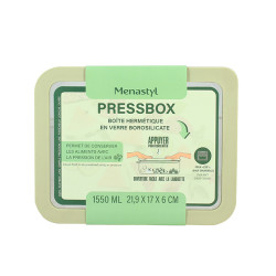 BOITE HERMÉTIQUE RECTANG PRESSBOX 1550ML EN VERRE BOROSILICATE CELADON