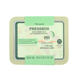 BOITE HERMÉTIQUE RECTANG PRESSBOX 2650ML EN VERRE BOROSILICATE CELADON