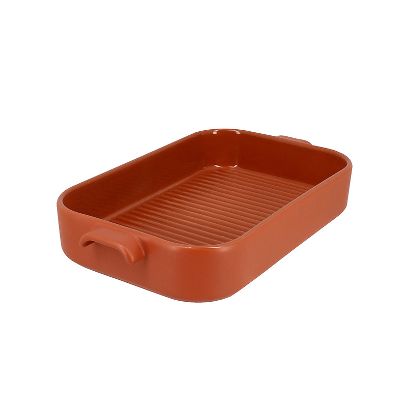 PLAT À FOUR GRILLE OCTAVE RECTANGLE 26.5X15 CM EN GRÈS TERRACOTTA