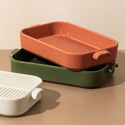 PLAT À FOUR GRILLE OCTAVE RECTANGLE 26.5X15 CM EN GRÈS TERRACOTTA
