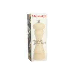 MOULIN SEL POIVRE 18.5CM EN PLASTIQUE CRÈME AVEC BROYEUR CÉRAMIQUE