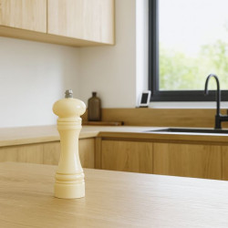 MOULIN SEL POIVRE 18.5CM EN PLASTIQUE CRÈME AVEC BROYEUR CÉRAMIQUE