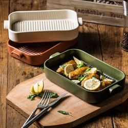 PLAT À FOUR GRILLE OCTAVE RECTANGLE 840ML 26.5X15CM EN GRÈS VERT