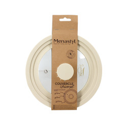 COUVERCLE MULTI TAILLE 16/18/20CM EN VERRE TREMPÉ ET SILICONE BEIGE