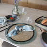 SET DE TABLE IRIS D38CM EN JONC DE MER NATUREL ET VERT