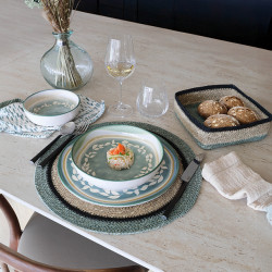 SET DE TABLE IRIS D38CM EN JONC DE MER NATUREL ET VERT