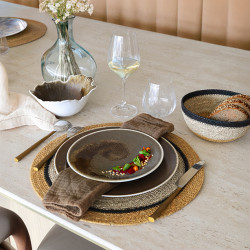 SET DE TABLE IRIS D38CM EN JONC DE MER NATUREL ET JAUNE