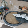 SET DE TABLE IRIS D38CM EN JONC DE MER NATUREL ET BLEU