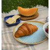 ASSIETTE DESSERT RIVAGE 23CM EN MÉLAMINE BLEU ET JAUNE