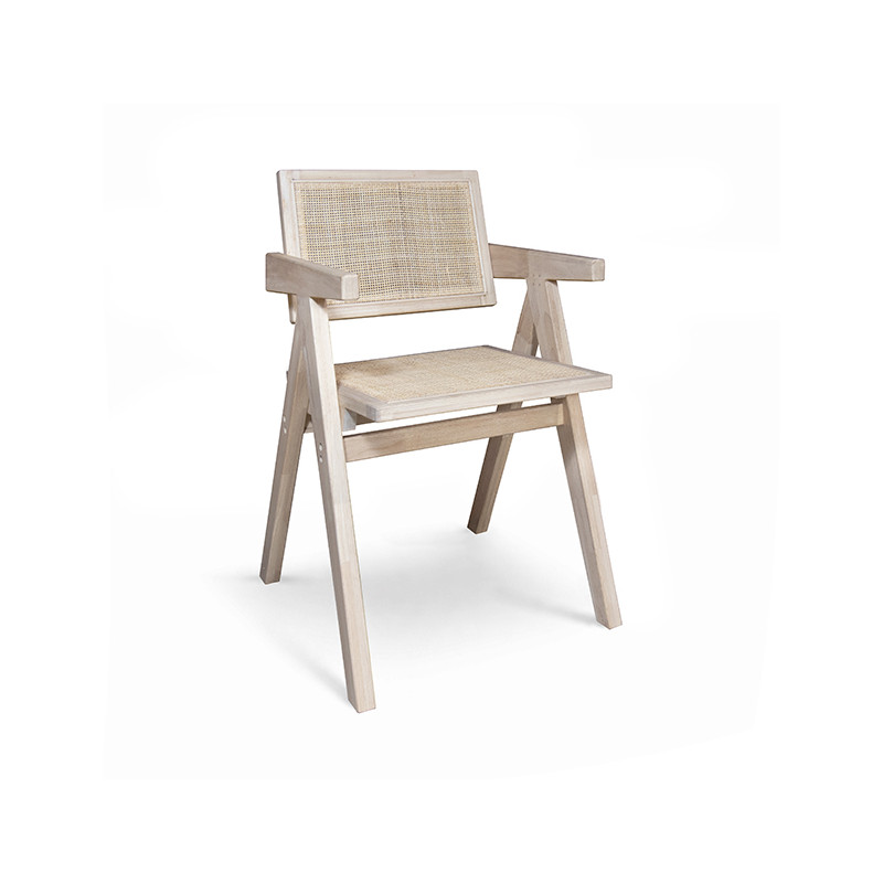 FAUTEUIL  BUREAU EN BOIS DE PIN  ET CANNAGE ROTIN 50X52X80CM HECTOR