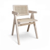 FAUTEUIL  BUREAU EN BOIS DE PIN  ET CANNAGE ROTIN 50X52X80CM HECTOR