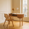 FAUTEUIL  BUREAU EN BOIS DE PIN  ET CANNAGE ROTIN 50X52X80CM HECTOR