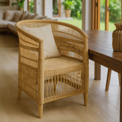 FAUTEUIL TRADITIONNEL DU MALAWI EN ROTIN 76X50X77 CM ZOMBA