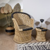 FAUTEUIL EN BAMBOU NATUREL ET NOIR 66X50X90 CM DOSSIER HAUT ZAMZEBE