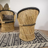 FAUTEUIL EN BAMBOU NATUREL ET NOIR 66X50X90 CM DOSSIER HAUT ZAMZEBE