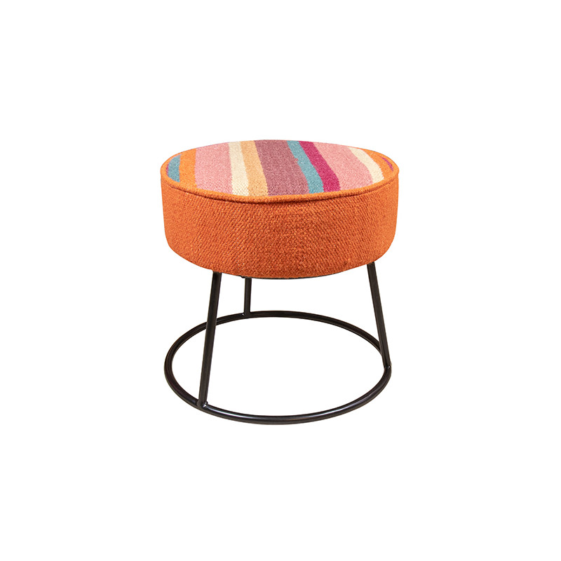 TABOURET  EN TISSU ROND COLORE PIEDS MÉTAL NOIR 45X45X42CM CHAQUIRAS