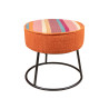 TABOURET  EN TISSU ROND COLORE PIEDS MÉTAL NOIR 45X45X42CM CHAQUIRAS
