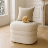 POUF OVALE EN BOUCLETTE BEIGE STRUCTURE EN BOIS 64X44X45CM ULYSSE