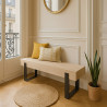 BANC BOIS DE PAULOWNIA NATUREL PIED METAL NOIR 120X29X40CM ORA