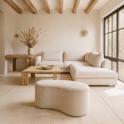BANC EN TISSU VELOURS CÔTELÉ BEIGE ORGANIQUE COME