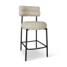 CHAISE DE BAR EN TWEED BEIGE ET MÉTAL NOIR 47.5X58.5X95.5CM GINA