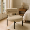 FAUTEUIL LOUNGE EN TISSU TWEED BEIGE ET MÉTAL NOIR 62X75.5X68CM GINA
