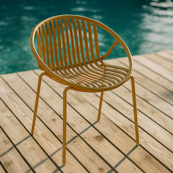 FAUTEUIL DE TABLE OUTDOO POLYPROPYLÈNE ET MÉTAL OCRE CALYPSO