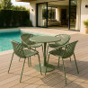 TABLE ET 4 FAUTEUILS EN POLYPROPYLÈNE ET MÉTAL VERT CALYPSO