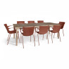 ENS TABLE 220CM EN  BOIS ACACIA+8 FAUTEUILS/TABLE POLYPROPY BRIQUE MONTAUK