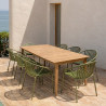 ENS TABLE 220CM EN BOIS ACACIA +8FAUTEUIL/TABLE POLYPROPY VERT CALYPSO