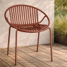 ENS TABLE 220CM EN BOIS ACACIA+8FAUTEUIL/TABLE POLYPROPY BRIQUE CALYPSO
