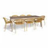 ENS TABLE 220CM EN BOIS ACACIA +8FAUTEUIL/TABLE POLYPROPY OCRE CALYPSO