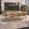 ENS TABLE 220CM EN BOIS ACACIA +8FAUTEUIL/TABLE POLYPROPY OCRE CALYPSO