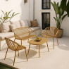SALON DE JARDIN EN POLYPROPYLÈNE ET MÉTAL OCRE CALYPSO