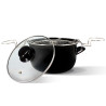 FRITEUSE 20CM EN ACIER ÉMAILLÉ NOIR AVEC COUVERCLE ET PANIER INOX