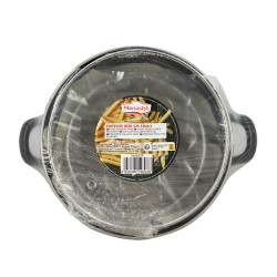 FRITEUSE 20CM EN ACIER ÉMAILLÉ NOIR AVEC COUVERCLE ET PANIER INOX