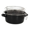 FRITEUSE 26CM EN ACIER  ÉMAILLÉ NOIR AVEC COUVERCLE ET PANIER INOX