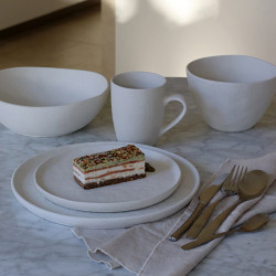 ASSIETTE CREUSE SNOWSTACK 21CM EN GRÈS BLANC MAT