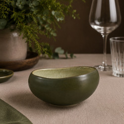 ASSIETTE COUPE OLI D15.5CM 60CL EN GRÈS VERT