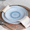 ASSIETTE PLATE AQUA 27CM EN PORCELAINE BLANC ET BLEU