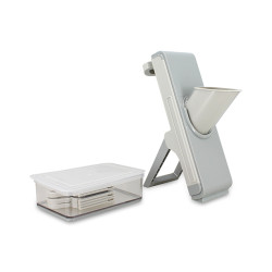 MANDOLINE VERTICALE EN POLYPROPYLÈNE GRIS ET ACIER INOXYDABLE
