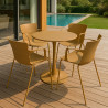 SALON DE JARDIN TABLE ET 4 FAUTEUILS OCRE MONTAUK