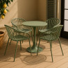 TABLE ET 4 FAUTEUILS EN POLYPROPYLÈNE ET MÉTAL VERT CALYPSO