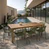 ENS TABLE 220CM EN BOIS ACACIA +8FAUTEUIL/TABLE POLYPROPY VERT CALYPSO