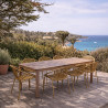 ENS TABLE 220CM EN BOIS ACACIA +8FAUTEUIL/TABLE POLYPROPY OCRE CALYPSO