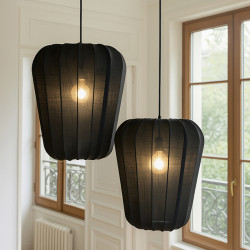 SUSPENSION EN FIL DE COTON ET MÉTAL NOIR D35XH39CM ALBA