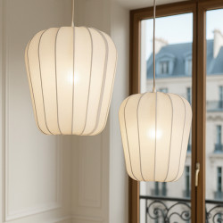 SUSPENSION EN FIL DE COTON  ET MÉTAL BLANC D34XH33CM ALBA