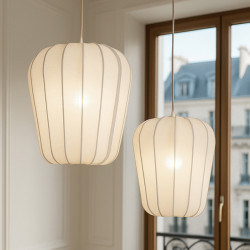 SUSPENSION EN FIL DE COTON ET MÉTAL BLANC D35XH39CM ALBA